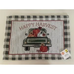 6 Pack Happy Harvest Tapestry Placemat Fall Truck Pumpkins 13x18 in Thanksgiving